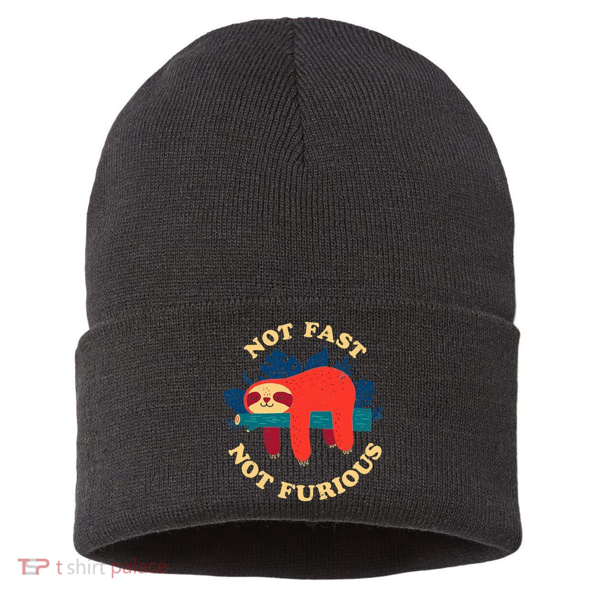 Not Fast Not Furious Dinomike Design Sustainable Knit Beanie