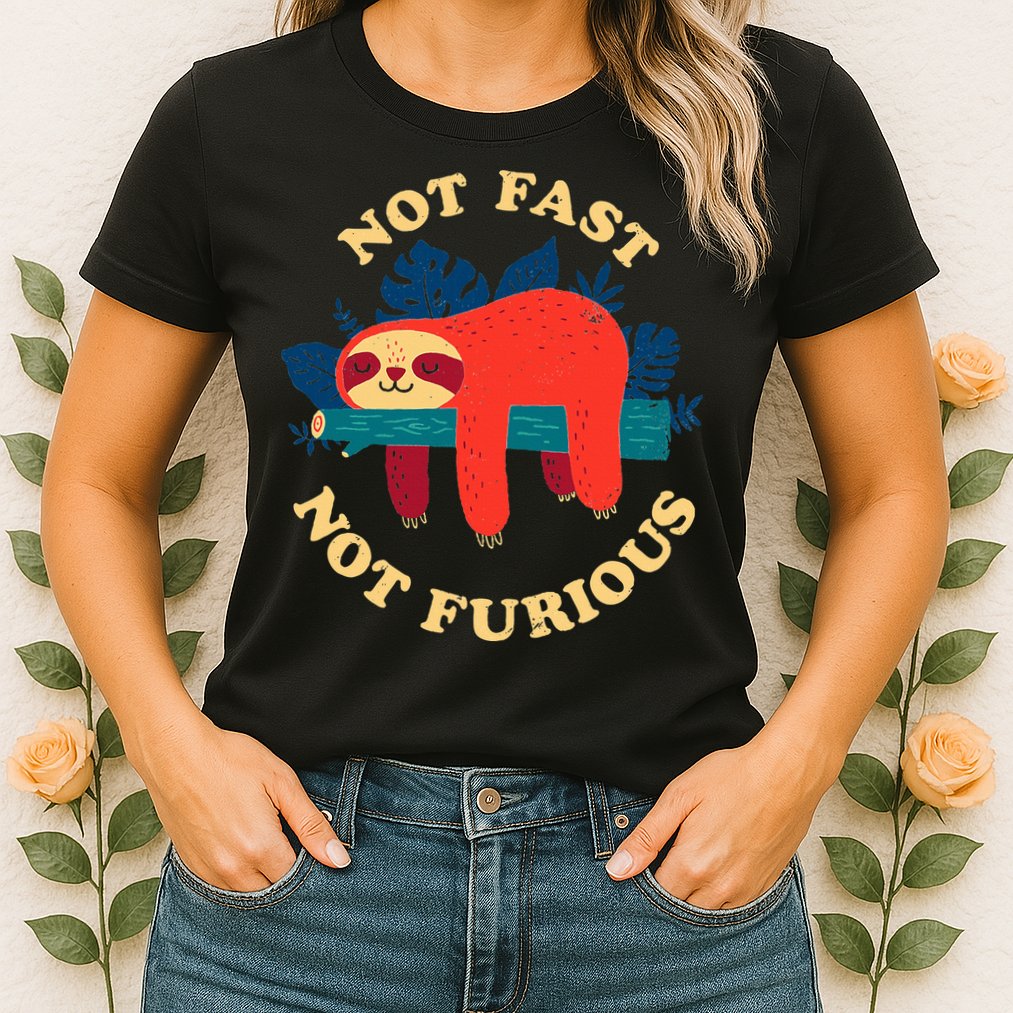 Not Fast Not Furious Dinomike Design Womens T-Shirt
