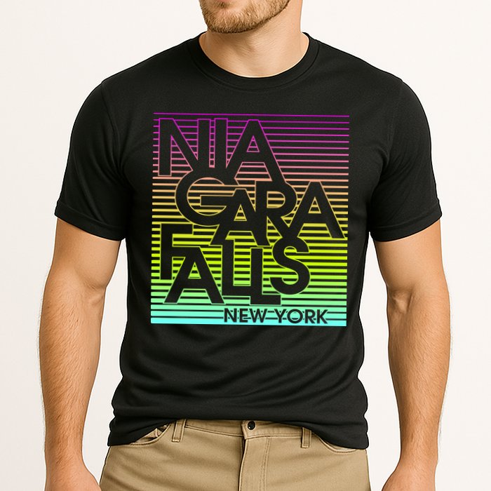 Niagara Falls New York Neon Cooling Performance Crew T-Shirt