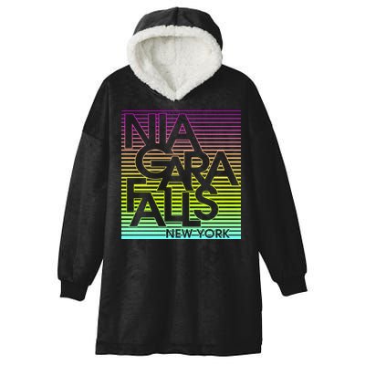 Niagara Falls New York Neon Hooded Wearable Blanket