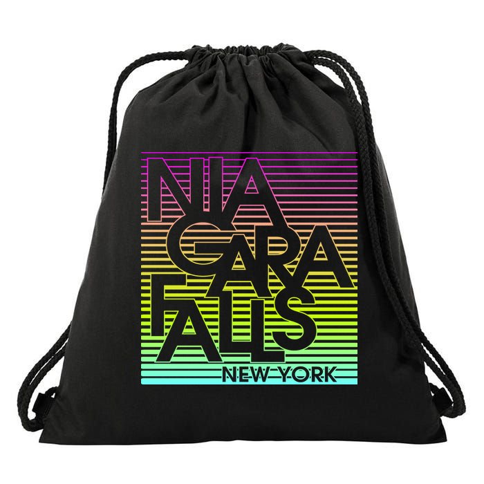Niagara Falls New York Neon Drawstring Bag