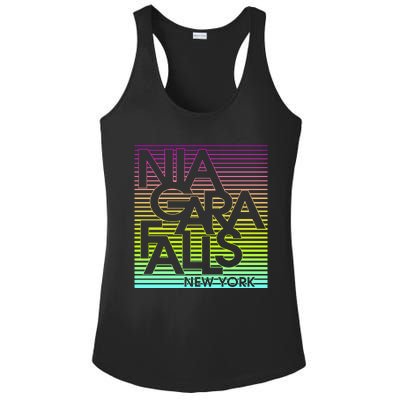 Niagara Falls New York Neon Ladies PosiCharge Competitor Racerback Tank