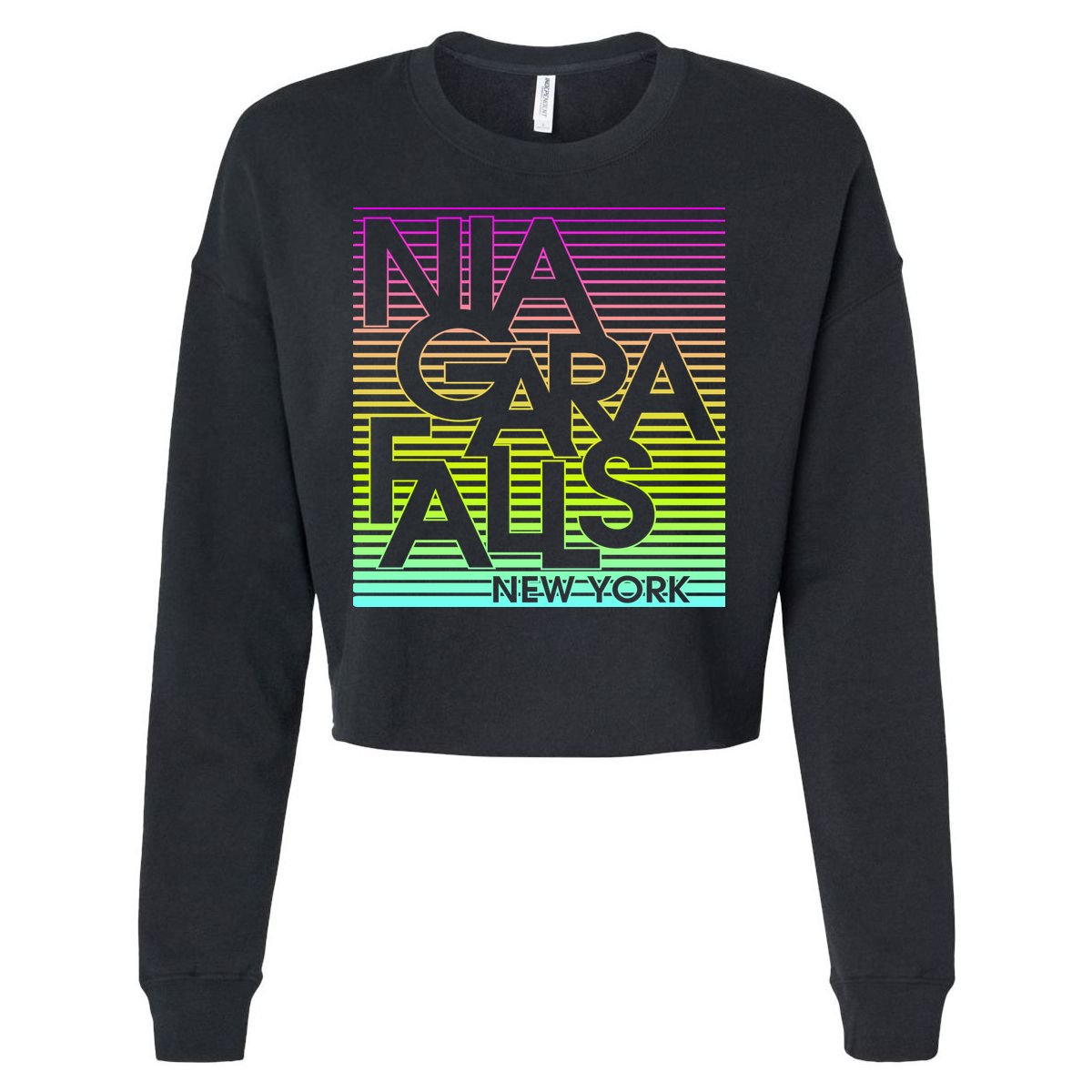 Niagara Falls New York Neon Cropped Pullover Crew