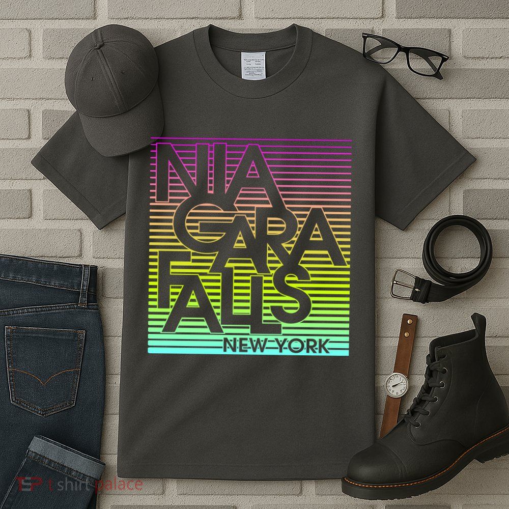 Niagara Falls New York Neon Tall T-Shirt