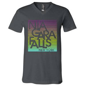 Niagara Falls New York Neon V-Neck T-Shirt