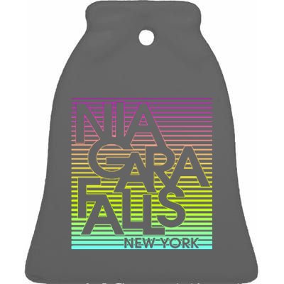 Niagara Falls New York Neon Ceramic Bell Ornament