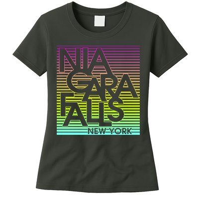 Niagara Falls New York Neon Womens T-Shirt