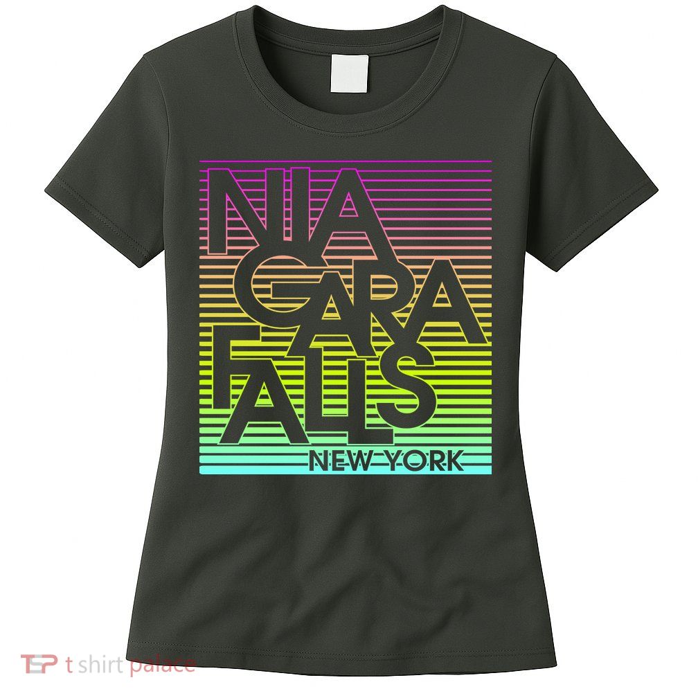 Niagara Falls New York Neon Womens T-Shirt