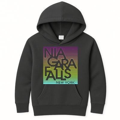 Niagara Falls New York Neon Kids Hoodie