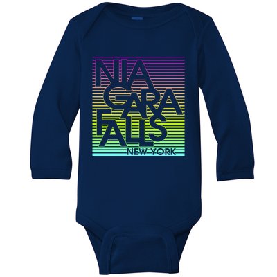 Niagara Falls New York Neon Baby Long Sleeve Bodysuit