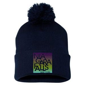 Niagara Falls New York Neon Pom Pom 12in Knit Beanie