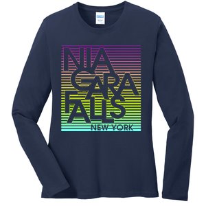 Niagara Falls New York Neon Ladies Long Sleeve Shirt