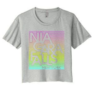 Niagara Falls New York Neon Women's Crop Top Tee