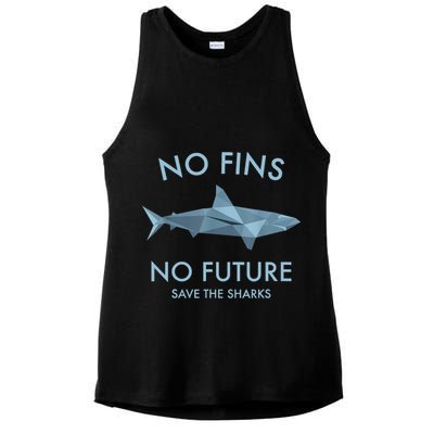 No Fins No Future Protect The Sharks Scuba Shark Safe Sharks TShirt Ladies PosiCharge Tri-Blend Wicking Tank