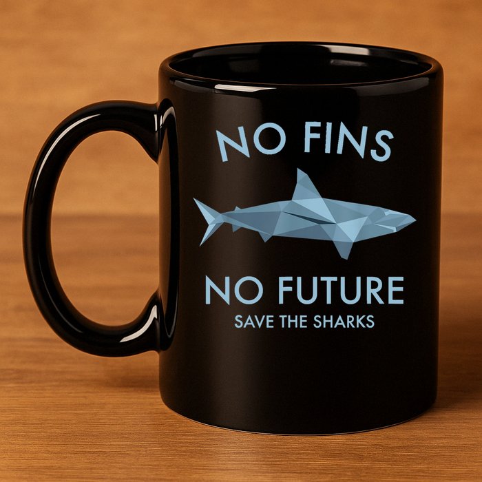 No Fins No Future Protect The Sharks Scuba Shark Safe Sharks TShirt 11oz C Handle Ceramic Mug
