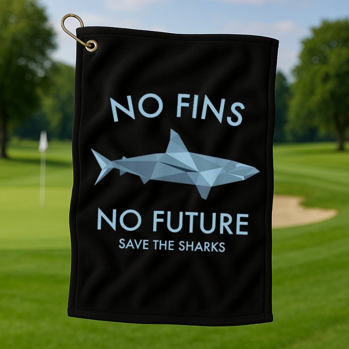 No Fins No Future Protect The Sharks Scuba Shark Safe Sharks TShirt Golf Towel