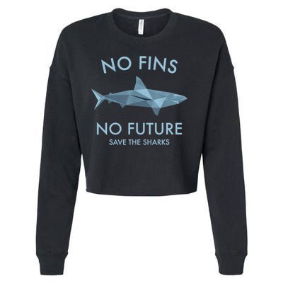 No Fins No Future Protect The Sharks Scuba Shark Safe Sharks TShirt Cropped Pullover Crew