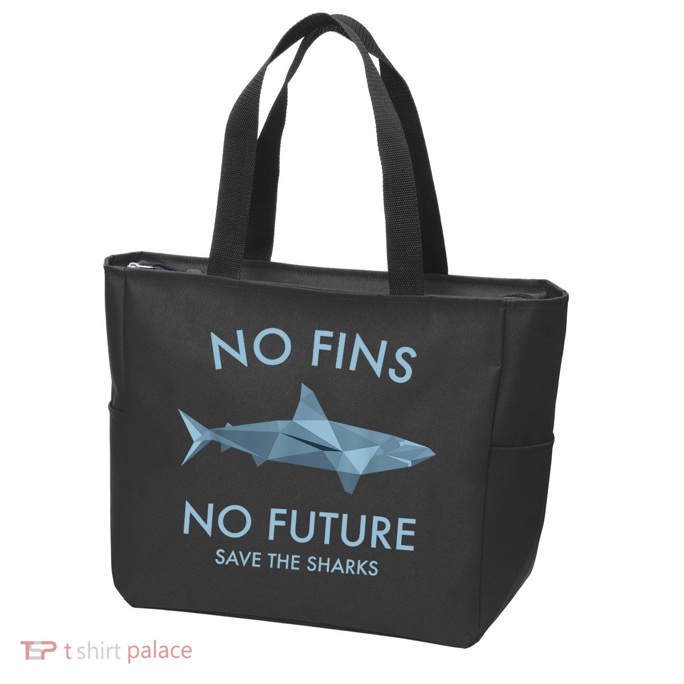 No Fins No Future Protect The Sharks Scuba Shark Safe Sharks TShirt Zip Tote Bag