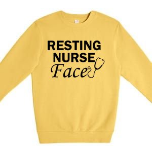 Nurse Funny Nursing Resting Nurse Face Cool Gift Premium Crewneck Sweatshirt