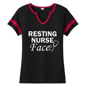 Nurse Funny Nursing Resting Nurse Face Cool Gift Ladies Halftime Notch Neck Tee