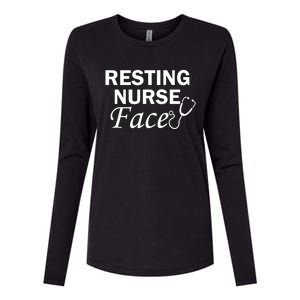 Nurse Funny Nursing Resting Nurse Face Cool Gift Womens Cotton Relaxed Long Sleeve T-Shirt