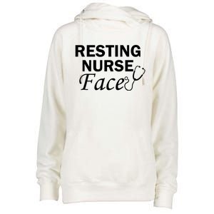 Nurse Funny Nursing Resting Nurse Face Cool Gift Womens Funnel Neck Pullover Hood