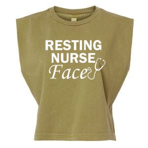 Nurse Funny Nursing Resting Nurse Face Cool Gift Garment-Dyed Women's Muscle Tee