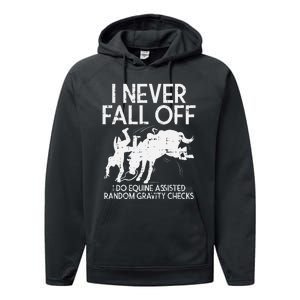 Never Fall Off Horse Funny Horseback Riding Equestrian Gift Performance Fleece Hoodie