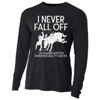 Never Fall Off Horse Funny Horseback Riding Equestrian Gift Cooling Performance Long Sleeve Crew