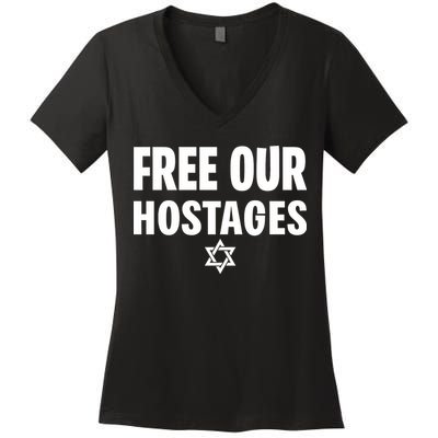 Neveragainlive1 Free Our Hostages Israel Women's V-Neck T-Shirt