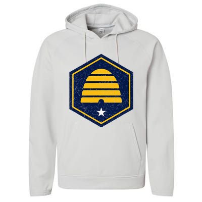 New Flag Of Utah Beehive Symbol Performance Fleece Hoodie