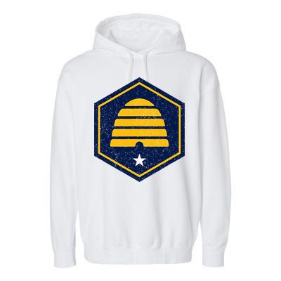 New Flag Of Utah Beehive Symbol Garment-Dyed Fleece Hoodie