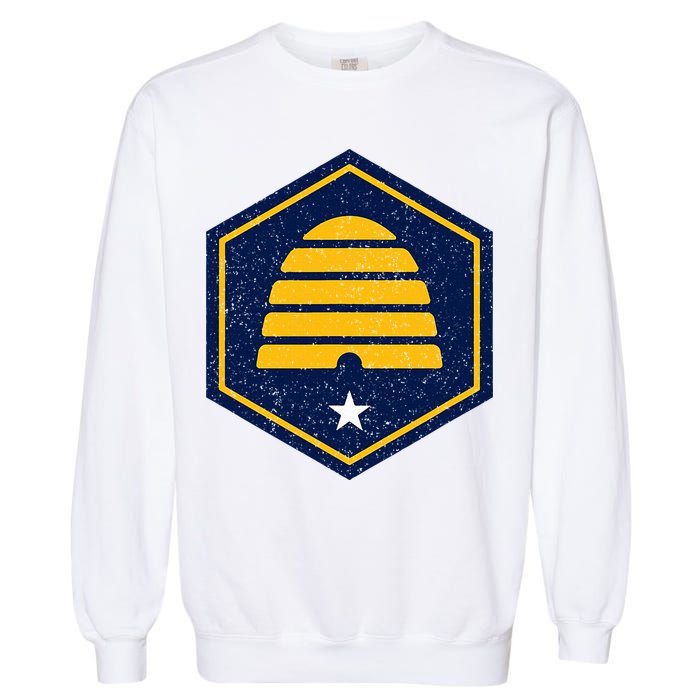 New Flag Of Utah Beehive Symbol Garment-Dyed Sweatshirt