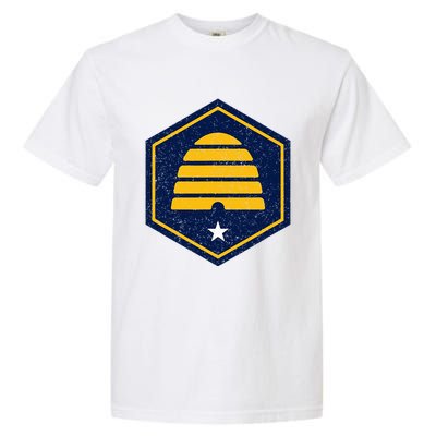 New Flag Of Utah Beehive Symbol Garment-Dyed Heavyweight T-Shirt