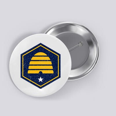 New Flag Of Utah Beehive Symbol Button