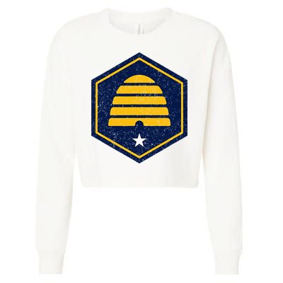 New Flag Of Utah Beehive Symbol Cropped Pullover Crew