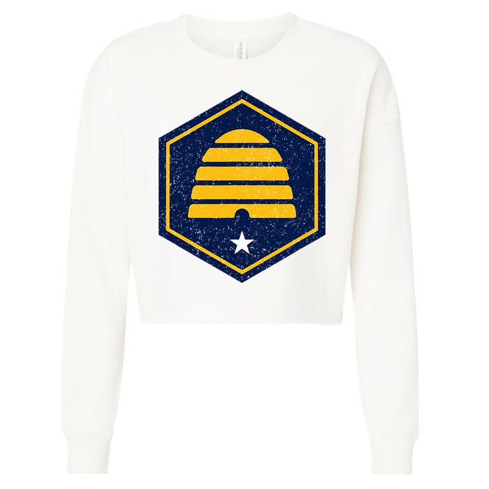New Flag Of Utah Beehive Symbol Cropped Pullover Crew