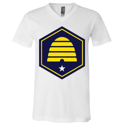 New Flag Of Utah Beehive Symbol V-Neck T-Shirt