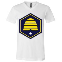 New Flag Of Utah Beehive Symbol V-Neck T-Shirt