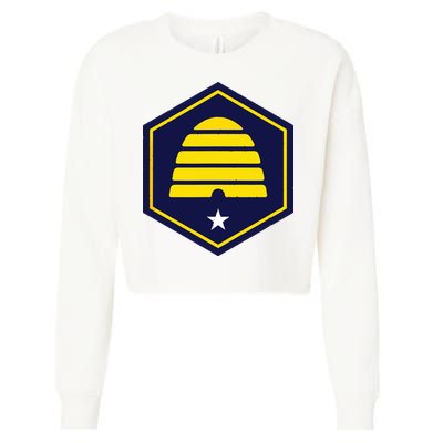New Flag Of Utah Beehive Symbol Cropped Pullover Crew