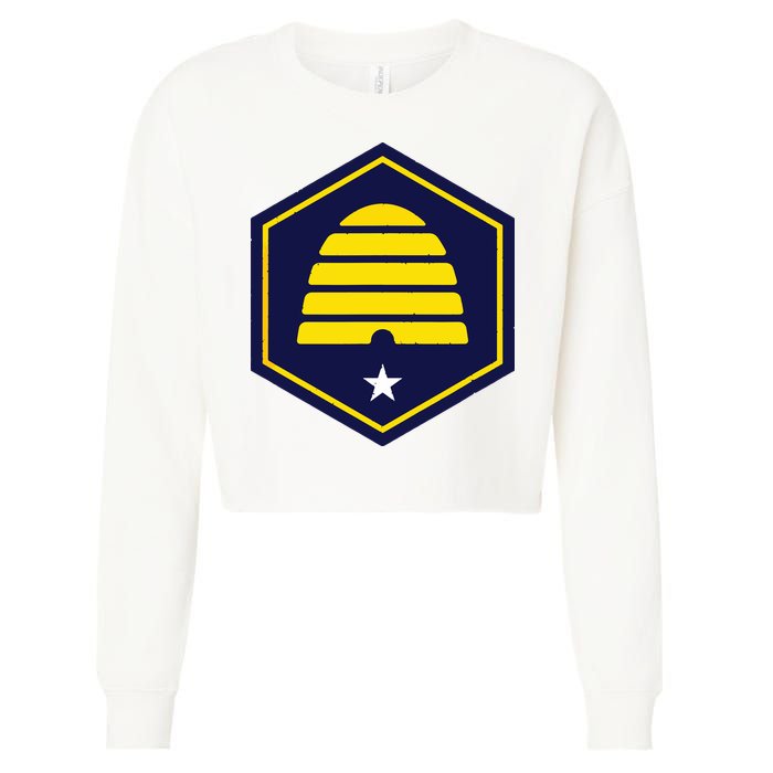 New Flag Of Utah Beehive Symbol Cropped Pullover Crew