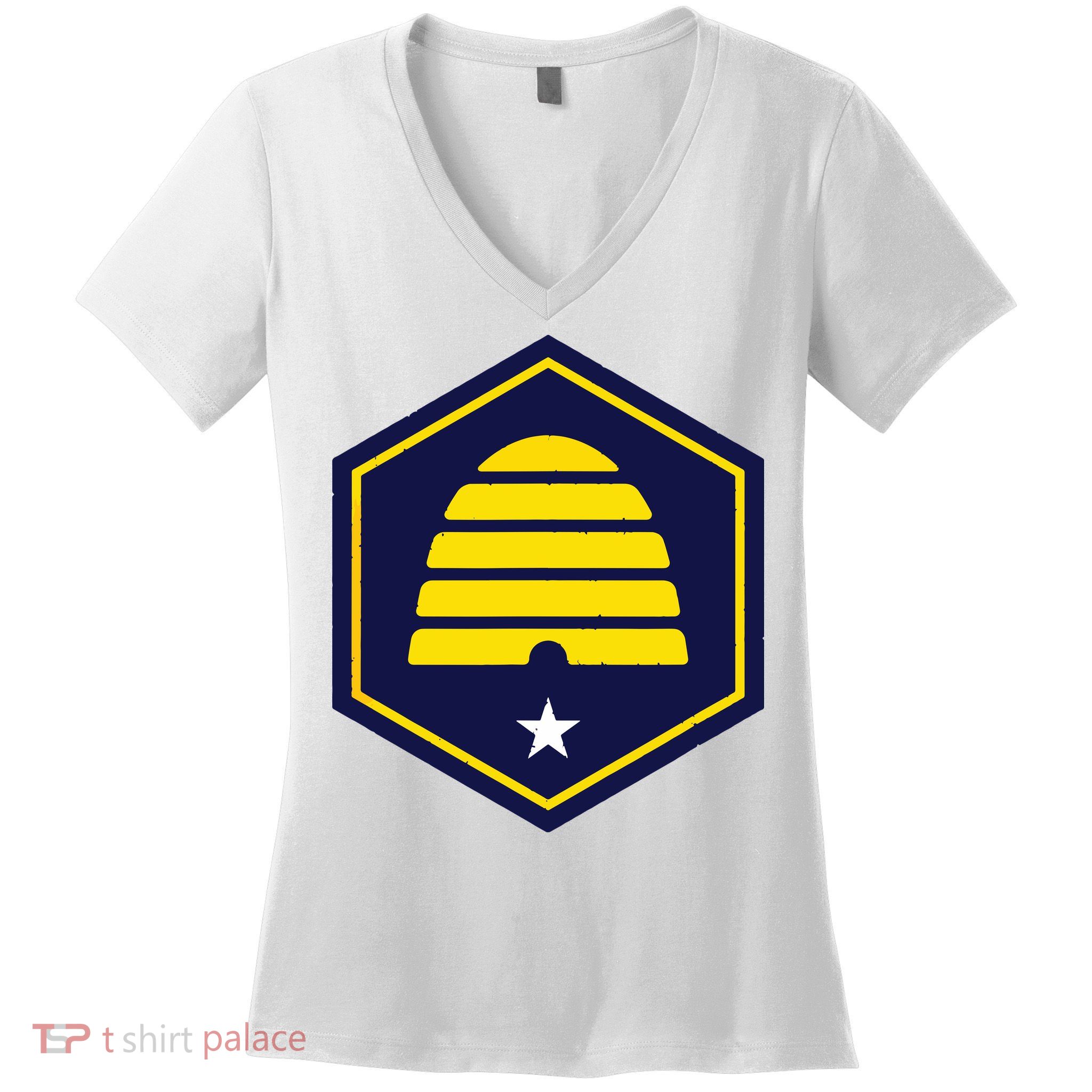 New Flag Of Utah Beehive Symbol Women's V-Neck T-Shirt