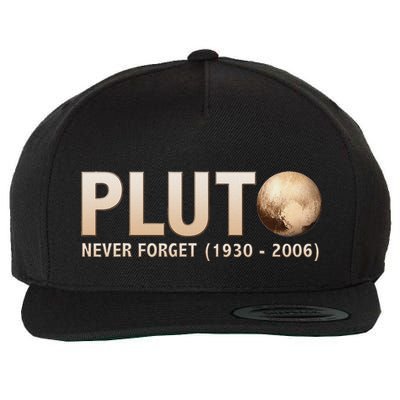 Never Forget Pluto Ninth Planet Solar System Funny Science Wool Snapback Cap