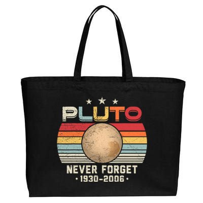 Never Forget Pluto Vintage Nerdy Astronomy Space Science Cotton Canvas Jumbo Tote