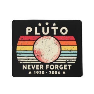 Never Forget Pluto Retro Style Funny Space Science Mousepad