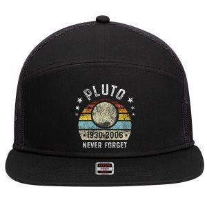 Never Forget Pluto Funny Science Retro Space 7 Panel Mesh Trucker Snapback Hat