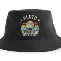 Never Forget Pluto Funny Science Retro Space Sustainable Bucket Hat