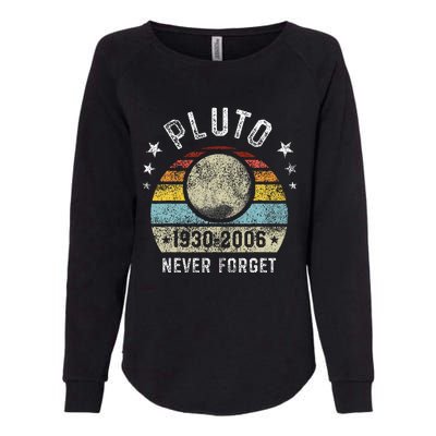 Never Forget Pluto Funny Science Retro Space Womens California Wash Sweatshirt