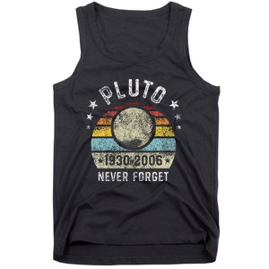 Never Forget Pluto Funny Science Retro Space Tank Top