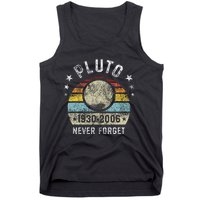 Never Forget Pluto Funny Science Retro Space Tank Top